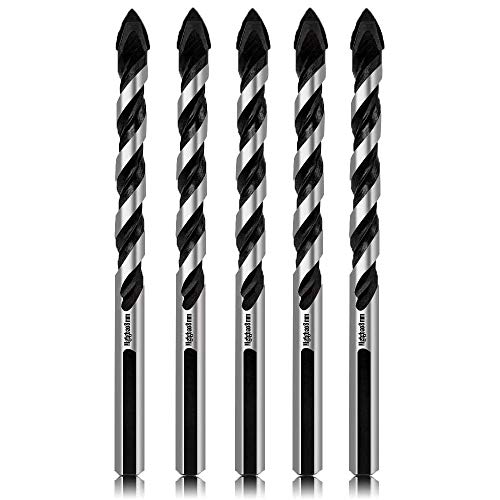 Mgtgbao 8mm Concrete Drill Bit Set, 5pcs Masonry Drill Bits Set Carbide Tip for Glass, Brick, Tile, Concrete, Plastic and Wood