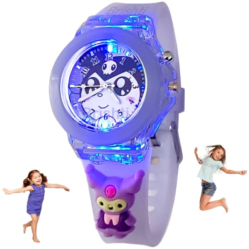 Image of Brishti 3D Cartoon Character Multicolored Glowing Digital Light and Girl's Analogue Wrist Watch | Unique 3D Cute Cartoon Character on Strap | Soft Silicone Strap | Suitable for Age 3-12 Year Kids
