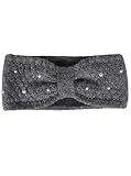 Zwillingsherz Stirnband mit Zopfmuster und Perlen - Hochwertiges Strick-Kopfband für Damen Frauen Mädchen - Mit Fleece - Wolle - Ohrenschutz - Haarband - warm - weich für Winter und Frühjahr gra