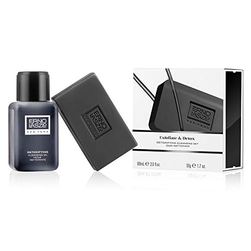 Erno Laszlo Detox Cleansing Travel Set | Lightweight Face Cleanser and Charcoal Cleansing Bar | Dissolve Makeup & Impurities with Charcoal & Shea Butter | 3.7 Fl Oz