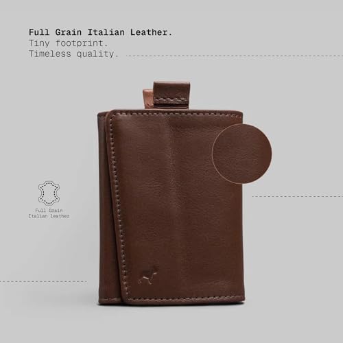 Image of The Frenchie Co. - Speed Wallet Mini - Ultra-Slim Card Holder - RFID Blocking Quick-Access Pull Tab - Full-Grain Italian Leather Front Pocket Minimalist Holds 4 Cards