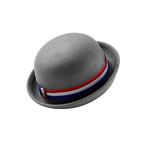 AwwwCos Musical Grey Hats Women Classic Elegant Adults Solid Roll Up Brim Panama Bowler Bucket Hat with Stripes