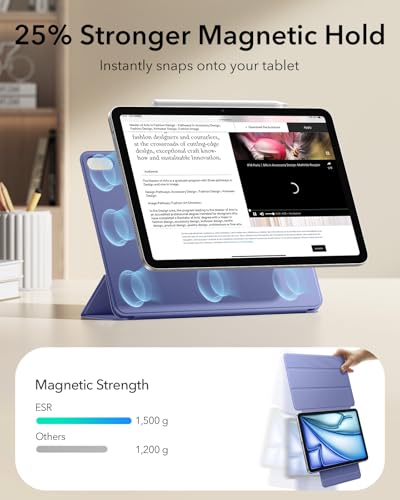 Image of ESR for iPad Air 11 Inch Case M4 /M3 /M2 (2026 /2025 /2024), iPad Air 5th /4th Gen (2022 /2020), Powerful Magnetic Attachment, Slim Trifold Stand Case, Auto Wake /Sleep, Durable Protection, Lavender
