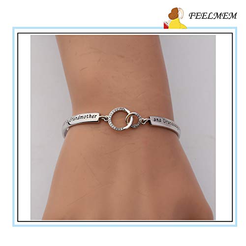 FEELMEM Family Jewelry Grandma Bracelet The Love Between Grandmother and Granddaughter is Forever Bracelet Nana Gifts (silver) - Image 6