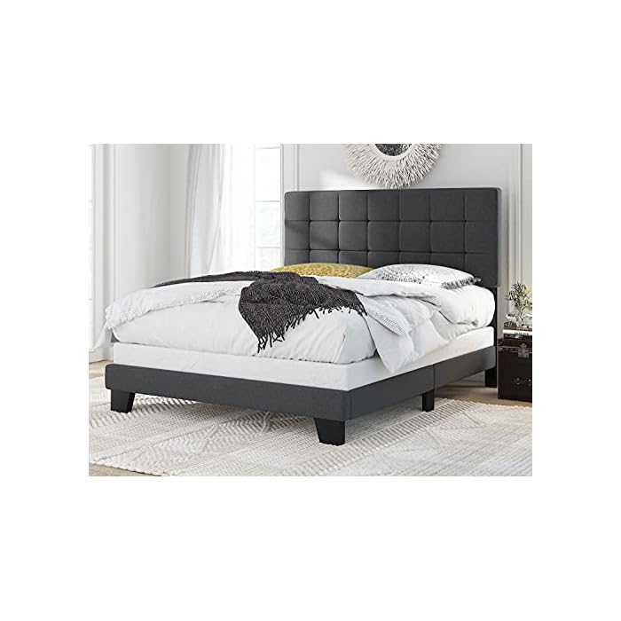 Buy Hoomic Queen Size Box Tufted Upholstered Panel Bed with Adjustable Headboard, Queen Bed