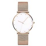 LUXMO PREMIUM Classic Women's Rose Gold Watch Stainless Steel Mesh Bracelet|Casual Fashion Wrist Watches|32MM Women's Analog Minimalist Watch |30M Waterproof Ladies Art Dress Wristwatches