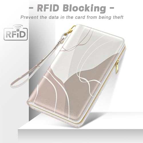 Image of Aiawoxc Womens Wallet, RFID Wristlet Wallets for Women, Ladies Clutch Purses, Large Travel Card Holder with Phone Holder | RFID