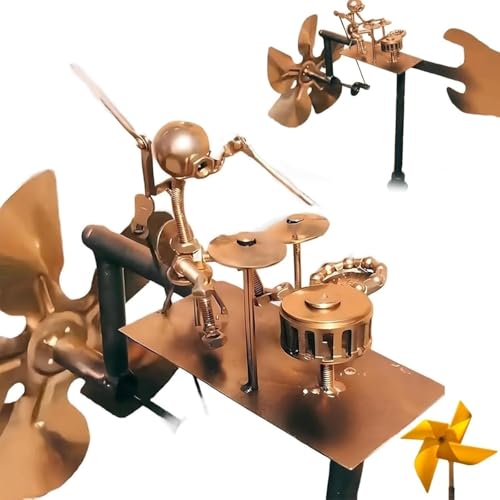 Moulin à vent en métal fait à la main - 32 cm - Pour jardin, terrasse et extérieur