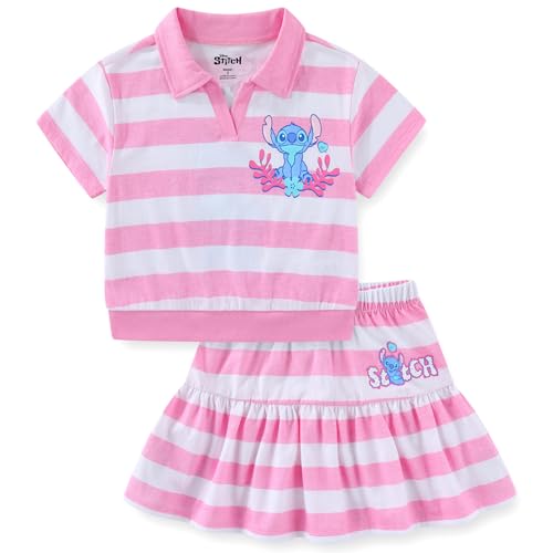 Disney Lilo & Stitch Girls Short Sleeve Polo Shirt and Skirt Set for Big Kids