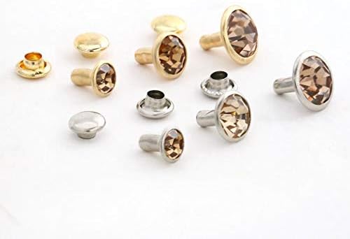 GoldStar Tool Rhinestone Rivets - Amber Studded Grommets for Handbags, Leather, Crafts, Garments | Sewing Supplies (Silver, 6MM (Set of 1000))