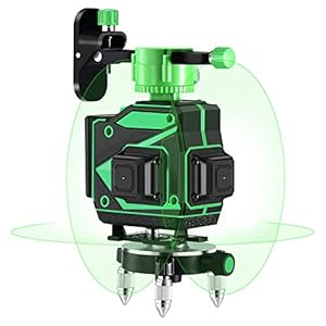 Kreuzlinienlaser 360, Kraumi 3 x 360 Grad Laser Grün Laserpegel Selbstausgleichende, 3D 12 Linien rotationslaser selbstnivellierend 25m mit Halterung und Fernbedienung, Inklusive 2pcs Batterie