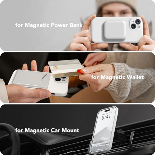 Image of Magnetic for iPhone 14 Case, Compatible with MagSafe, [Full Camera Protection][Screen Protector] Silicone Shockproof Protective Phone Case for iPhone 14 6.1 inch, White