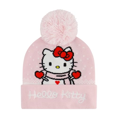 Bonnet Hello Kitty rose pour femme adulte tricoté à revers taille unique