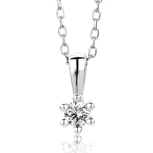 OROVI Halsketting voor dames met diamant witgouden ketting 9 karaat (375) briljanten 0,08 crt, gouden ketting, Goud, Diamant