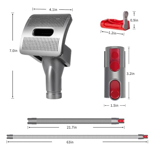 Image of Pet Grooming Kit Compatible with Dyson V7 V8 V10 V11 V15 Vacuum Cleaner,Dog Brush Vacuum Attachment with Extended Vacuum Hose & Trigger Lock,Suitable for Small Dogs or Cat Quiet Personality