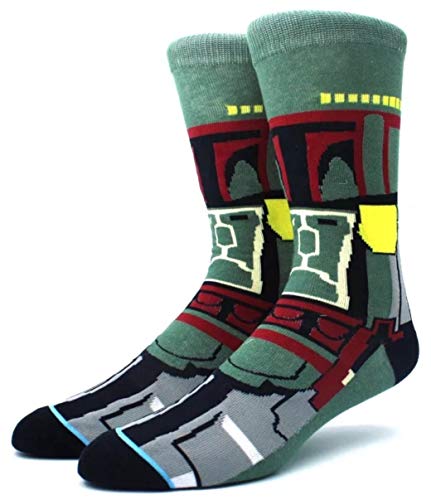 WOO LANDO Idol - Calcetines de Darth Vader / R2D2 / Storm Trooper – Casa y como retorno de viaje para los fans de la ciencia ficción Jedi – Talla 37 – 45, Boba Fett, M