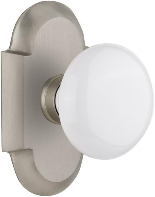 Nostalgic Warehouse Cottage Plate Privacy White Porcelain Door Knob in Timeless Bronze