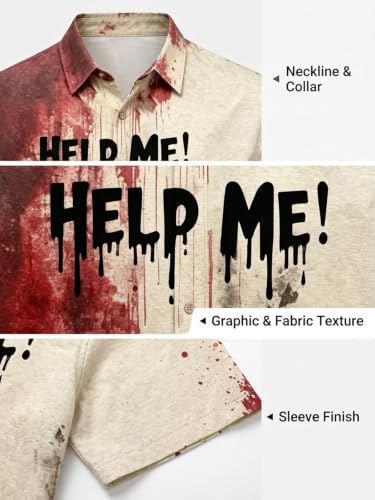 YHHR Men's Halloween Shirt Festivals Button Down Shirt Horror Party Outfit - image 5