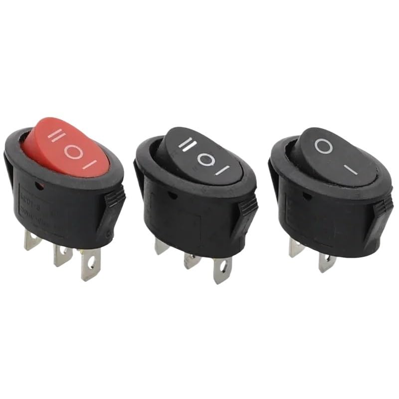 10Pcs KCD1 Oval Rocker Switch 3/2Pin 10A Power Switch 6A 250V 10A 125V ON-Off-ON ON-Off Boat Shape Switch Red Elliptical(2D3P-Green-LED)