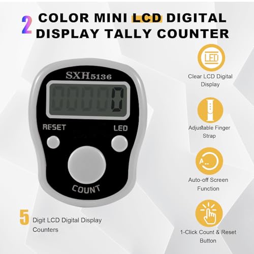 Image of TESEAS Electronic Finger Counter, 6 Pack Digital Tally Counter Clicker with Led, Resettable 5 LCD Digit Display Hand Tally Counter Counting for Golf,Goods Counting,Lap & Knitting