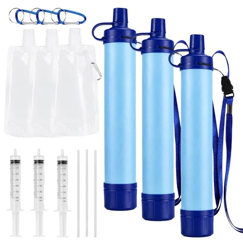 Hydra X1 Water Filter Emergency Water Filter Straw Portable Lightweight for Hiking Camping Travel (3PCS)