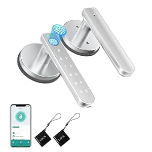 Fingerprint Door Lock, Fingerprint Door Knob Biometric Door Lock Smart Door Knob with App Control, Keyless Entry Door Lock with Handle for Home Office Apartment Bedroom Silver