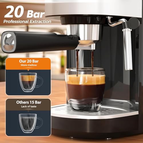 Electactic 20 Bar Espresso Machine, Stainless Steel Coffee Maker with LCD Display & Steam Wand, 45oz Water Tank, Dual Brewing for Espresso, Cappuccino, Latte - Home & Office Use, Black by Electactic - Used condition - Image 3