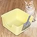 Bothyi Open Top Pet Litter Tray Cat Litter Box Sturdy Splashproof Cat Bedpan Easy to Clean High Sided Kitten Potty Toilet for Kitten, Yellow