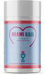Miami Hair Vitamin 500MG Biotina 45mcg Antiqueda e fortalecimento,+ Vitaminas A, B7,D,B9,E,B12,C, Cobre Ferro e Zinco encorpa e engrossa os fios Fortalece a raiz
