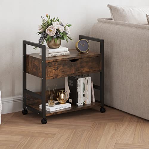 Tigerdad Mobile Printer Stand With Storage Drawer, Utility Carts With Wheels, File Cabinet Workspace Desk Organizer Shelf For Home Office #TOP7
