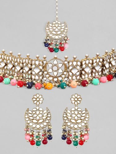Image of Rubans Beads Necklace Set Gold Plated Traditional Jewellery Gift for Women & Girls