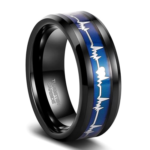 Bague homme tungstène noir KnSam anneau ECG style urbain