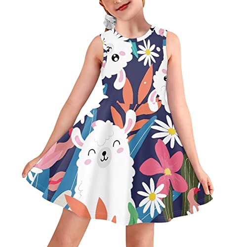 Custom Girls Sundress Soft A Line High Waist Flowy Tank Dress Sleeveless Swing Midi Dress for 3-16 Years Old