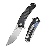 KUBEY KU213 Kohlefaser Griff Klappmesser S35VN Stahlklingen Taschenmesser Flipper Messer (Schwarz)