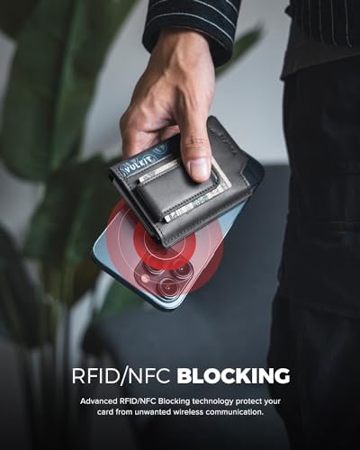 VULKIT Mens Wallet Card Holder Pop Up Card Wallet Slim Leather RFID Blocking Minimalist Wallet With Money Clip3