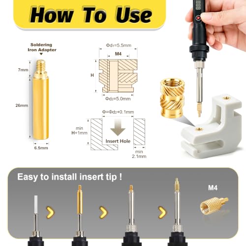 Image of KADRICK 150PCS M4 Heat Set Inserts Kit,M4*(6 /8 /10mm)*5.5mm with Insert Tip