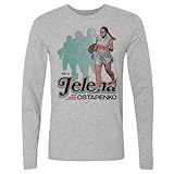 500 LEVEL Jelena Ostapenko Retro Long Sleeve Shirt (Heather Gray, Small)