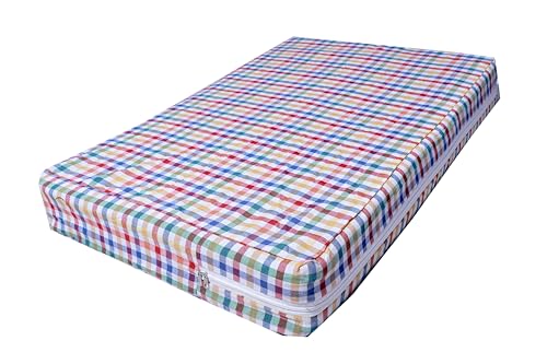 Image of CheckMe Cotton Mattress Cover /Protector for King Size Bed with Zip /Chain 72x78x8 Inch / 6.25x6 Feet - Multicolor