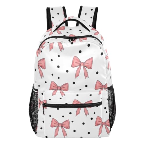 Sac à dos d'école imprimé nœuds roses blancs grands enfants