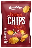IronMaxx Protein Chips – Paprika 60g Beutel | Knuspriger High Protein Snack auf Sojabasis | Ballaststoffreich & glutenfrei | Ideal für unterwegs & nach dem Training