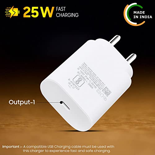 Image of for Samsung 25W Type C Original Wall Charger Adapter Cellular Phone Super Fast Charging Travel Adaptor for F14,M14,A14,A34,M34,F34,F54,A54 Ka Travel Quick PD Charge 25 Watt, White
