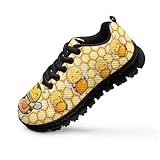 Pointodoor Girls Lightweight Sneakers Bee Honey Shoes Size 12.5 Kids Fashion Sneakers Slip on School Sport Athletic Sneakers for Tennis Running Walking