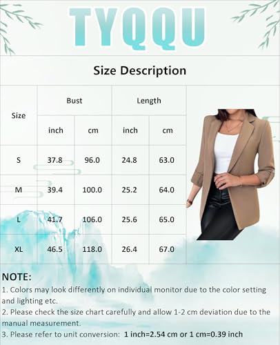 TYQQU Women's Casual Business Open Front Long Sleeve Notch Lapel Office Blazer Jacket4