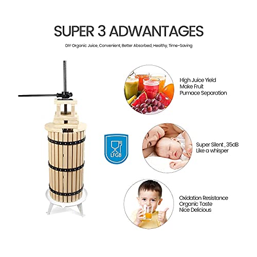Squeeze Master Xl Fruit Apple Cider Wine Classic Press- 7.9 Gallon/30L-Solid Wood Basket With Grape Berry Wine Classic Crusher -7 Litre/1.8Gallon #TOP1