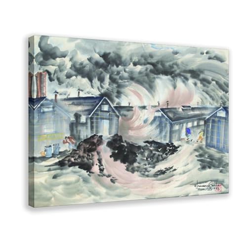 Toile tempête de poussière Chiura Obata décoration murale bureau cadre suspendu