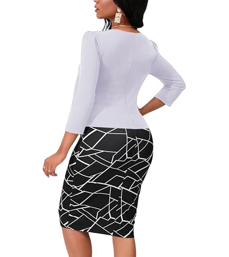 Image of Yajedo Women's Reto Bodycon Midi Dresses 3 /4 Sleeve Church Wear to Work Business Pencil Dress