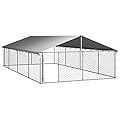 Tidyard Outdoor Dog Kennel Pet Dog Pen with Roof Walk In Chicken Run Cage Chicken Run Cage for Outdoor Backyard Farm Animal 600x300x150 cm