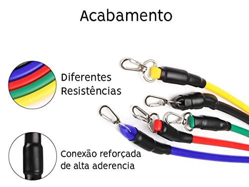 Kit Tubing Basic 12 Peças Elástico Extensor Bravus Sport Folheto Exercícios