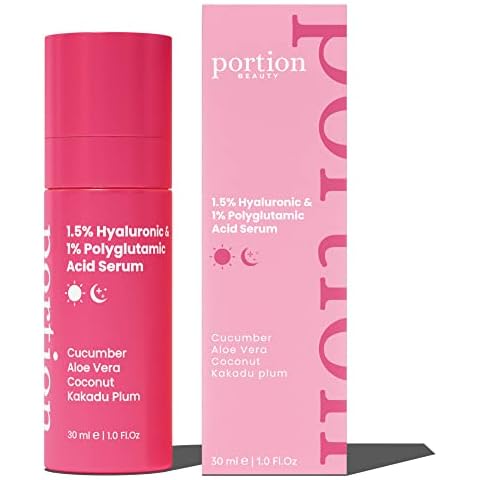 PORTION Hyaluronic Acid Serum: 1.5% Hyaluronic Acid & 1% Polyglutamic Acid - Face Serums for Mature Skin: Anti Aging Serum for Face & Hydrating Serum - Face Serum for Women & Mens Skincare, 30ml Cover