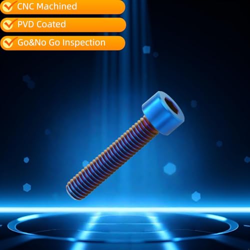 Image of M8x25mm Titanium Bolts, Burnt Blue, 6PC | Lightweight Hex Socket Screws, MTB /Road Bike /Motorcycle, Corrosion Resistant, Marine Grade Fasteners
